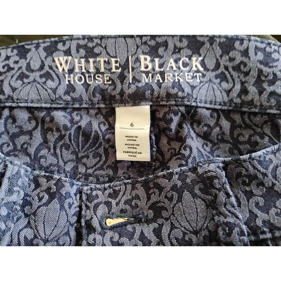 White House/Black Market Patterned Textured Navy Skinny Jeans size 6 Women's - Picture 4 of 4